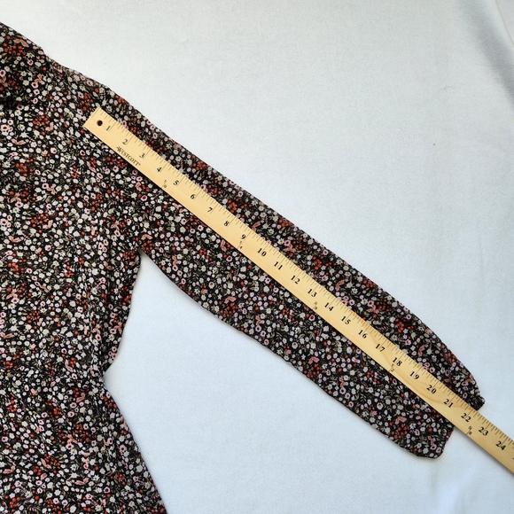 Duster Top Dark Floral Midi Sheer Cottagecore Bohemian Hippie Feminine Girly S - Picture 16 of 17